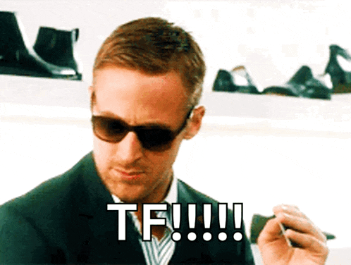 a man wearing sunglasses says tf !!!