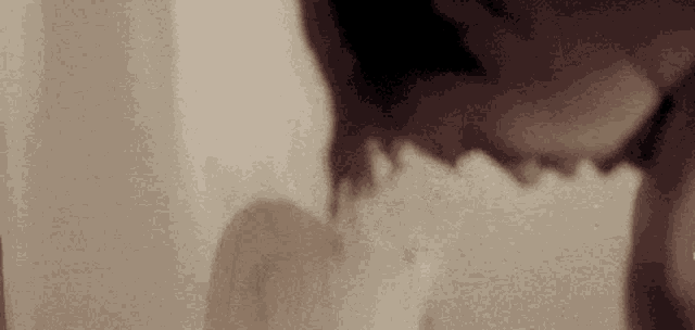 a close up of a person 's face with a shadow of a shark on the wall .