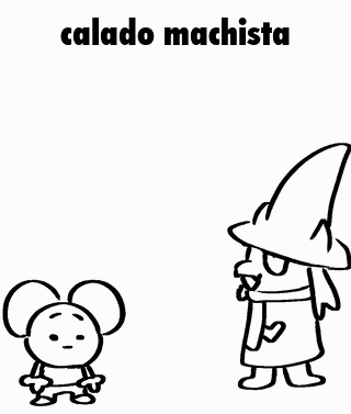 a drawing of a rabbit with a green hat and the words calado machista below it