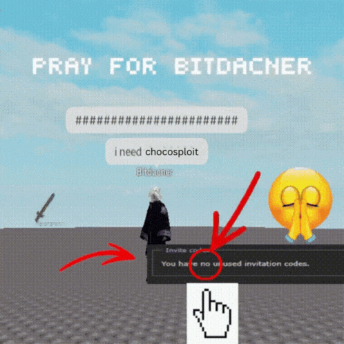 a screenshot of a video game that says pray for bitdacner
