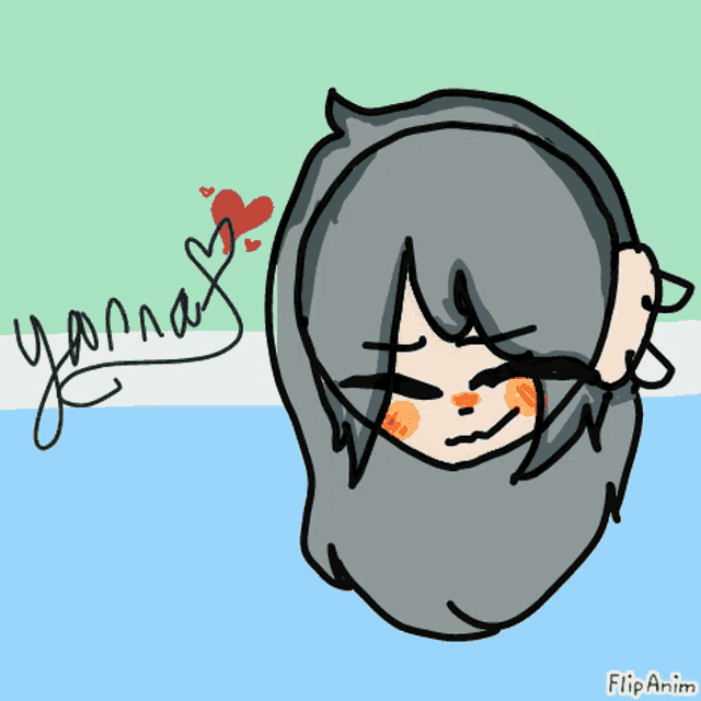 a drawing of a girl with a heart and the name yaman on it
