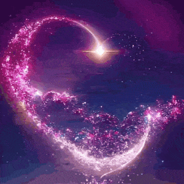 a purple background with a crescent moon and a star in the middle