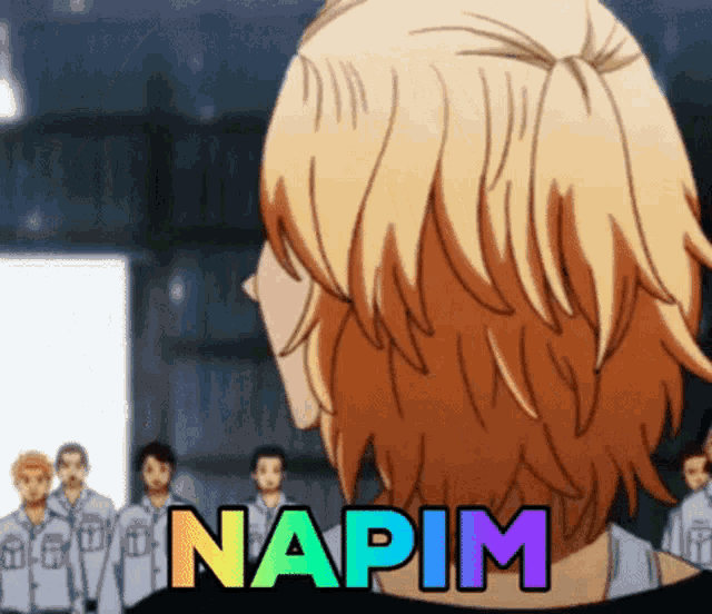the word napim is on the back of a man