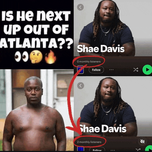 a picture of a shirtless man next to a picture of a shirtless man with the caption is he next up out of atlanta