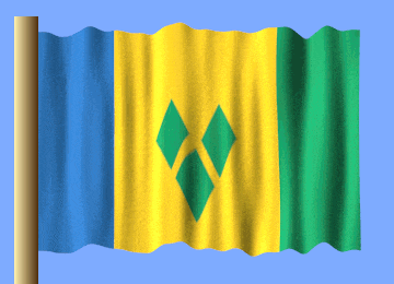 a blue yellow and green flag with a diamond in the center