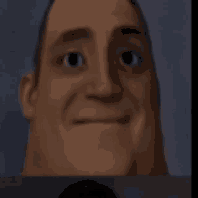 a close up of a man 's face with a smile on it 's face .
