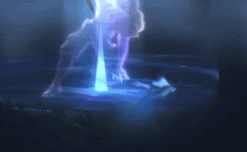 a blue light is coming out of a dark cave
