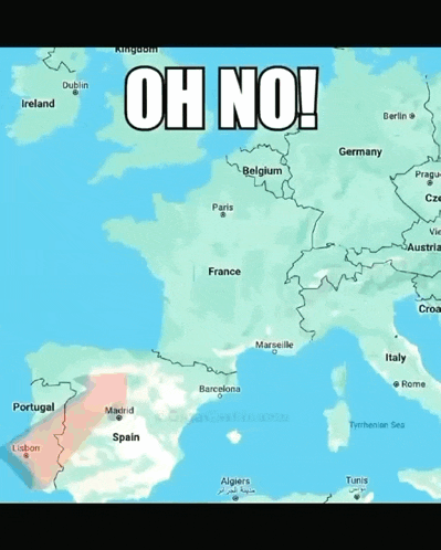 a map of europe with the words oh no written on it