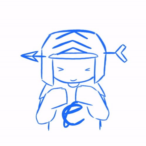 a blue drawing of a person with the letter e on their chest