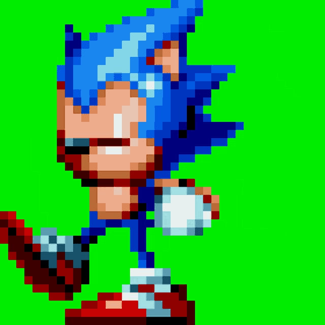 pixel art of sonic the hedgehog on a green background
