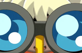 a close up of a person wearing binoculars