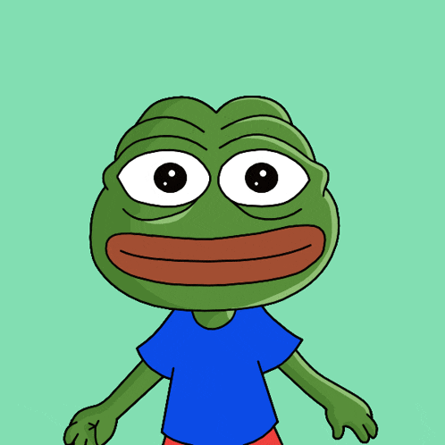 a frog wearing a blue shirt and red shorts