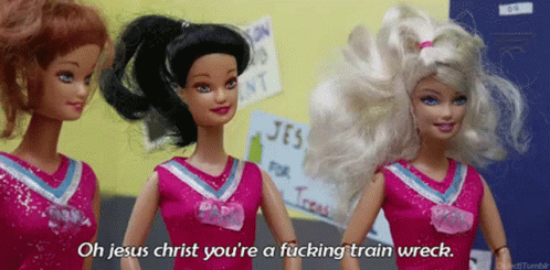 Barbie Train Wreck GIF - Barbie Train Wreck Jesus Christ GIFs