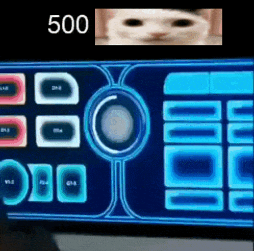 a cat is looking at a computer screen with the number 500 above it