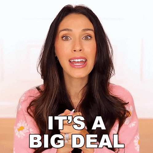 a woman says it 's a big deal in front of her face