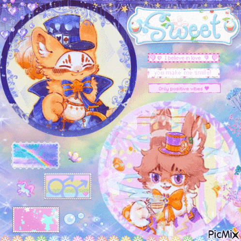 a picture of a cat and a squirrel with the words sweet on the bottom