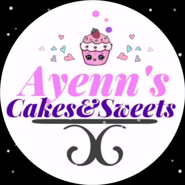 a logo for ayenn 's cakes and sweets with a cupcake on it
