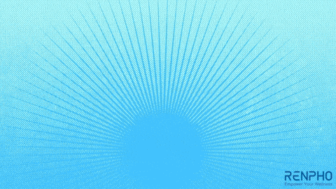 an advertisement for renpho shows a scale and a phone on a blue background