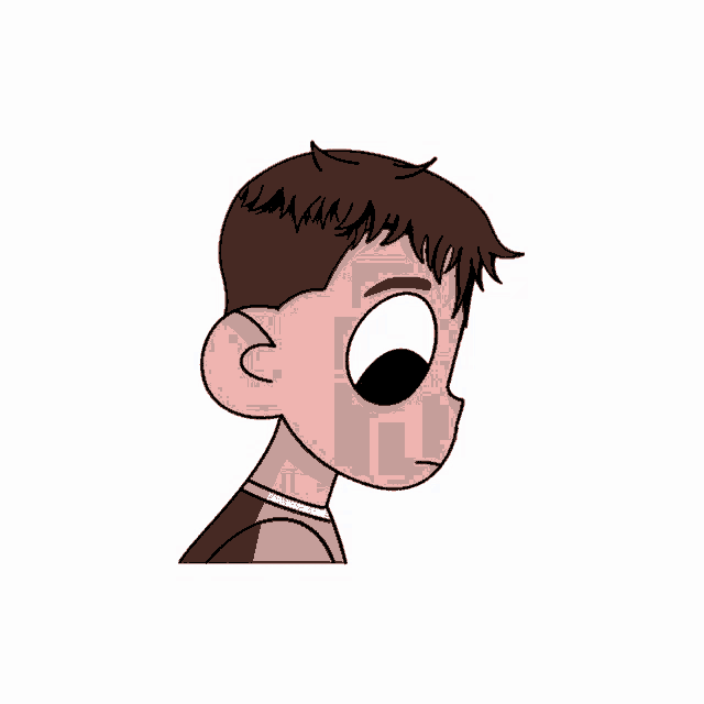a cartoon drawing of a boy with a blue shirt
