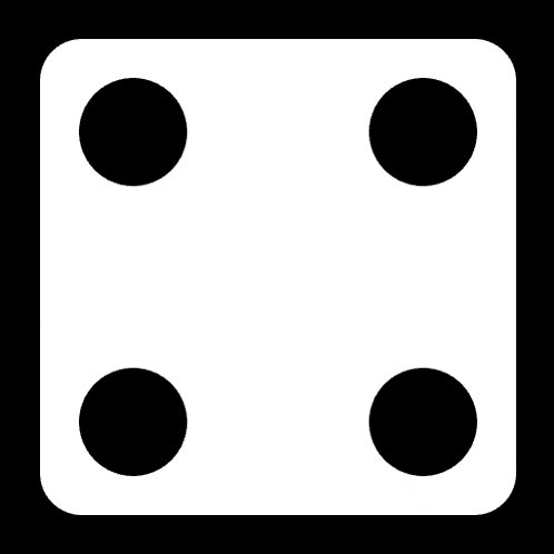 a white dice with four black circles on each side .