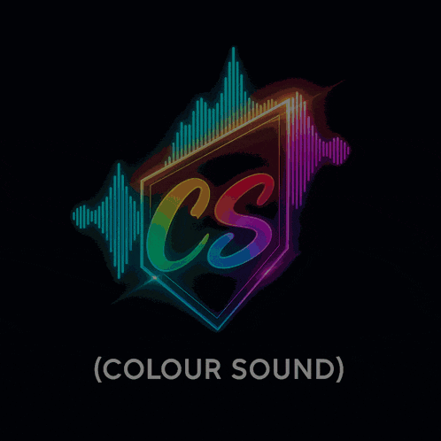 a colorful logo that says cs ( colour sound ) on a black background