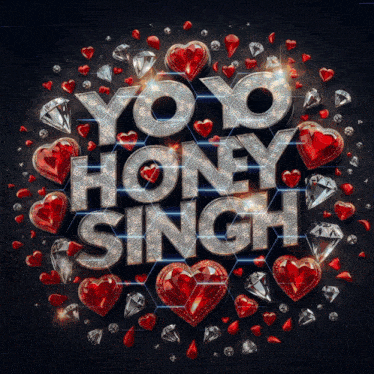 yoyo honey singh is surrounded by diamonds and red hearts