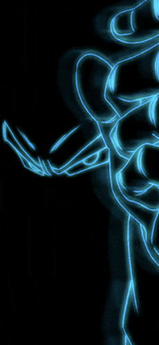 a black background with a blue outline of a person 's body