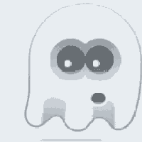 a cartoon ghost with big eyes and a surprised look on his face