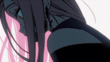 a drawing of a girl with long hair and black thigh high stockings