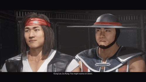 a screenshot of a video game shows kung lao and liu kang