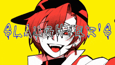 a drawing of a person with the word slaughter written on their face