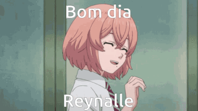 a picture of a girl with the words bom dia reynalle