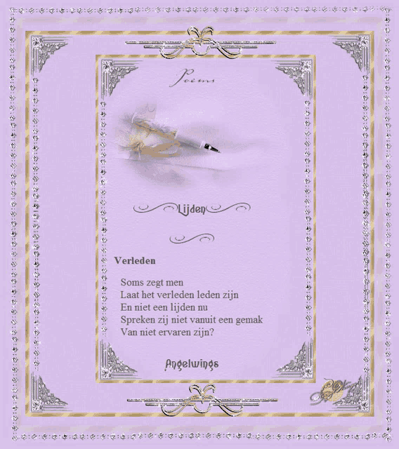 a purple and gold frame with a poem in it