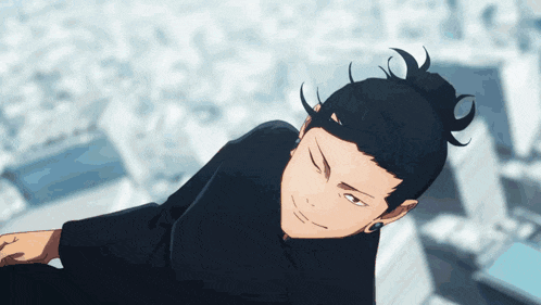 a cartoon character with a bun on his head