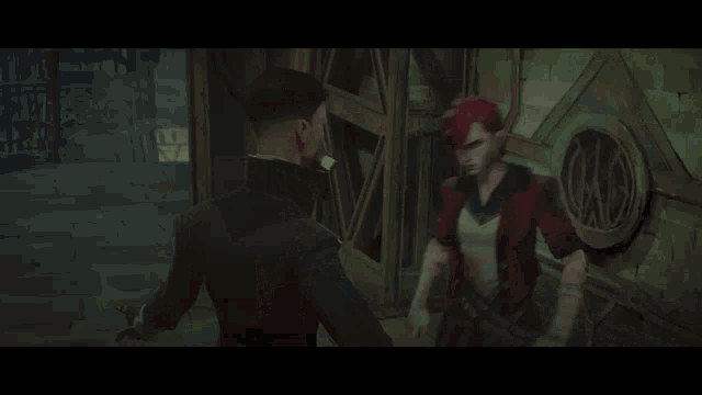 a blurry picture of a man in a red hat standing next to a woman in a red dress .