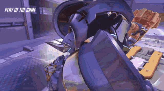 a video game screen says play of the game at the bottom