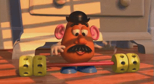 Mister Potato No Puede Hacer Pesas GIF - Juguete Entrenamiento Gimnasio GIFs