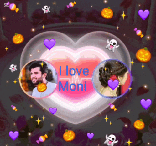 a picture of a man and a woman with the words " i love moni "