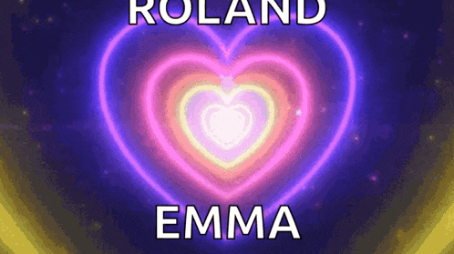 a colorful heart with the name roland and emma