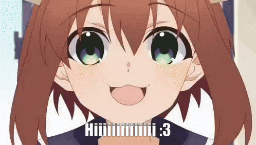 a close up of a anime girl 's face with a caption that says ' i 'm 3 '