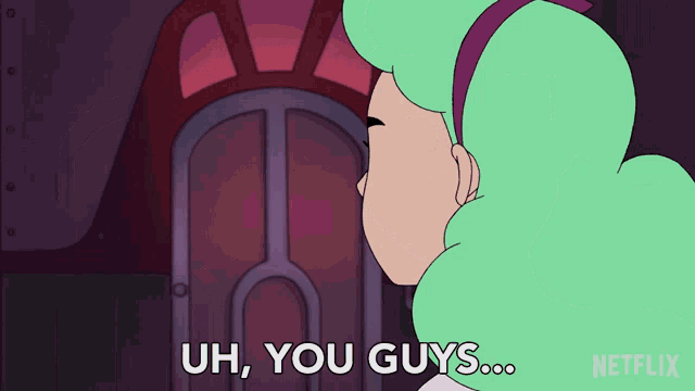 a cartoon of a girl saying uh you guys on netflix