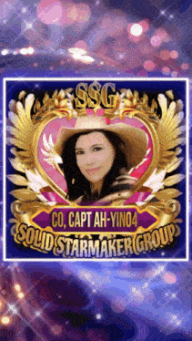 a picture of a woman in a cowboy hat with the words solid starmaker group on the bottom