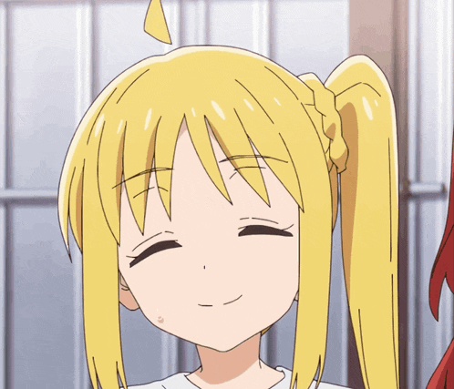 a cartoon girl with blonde hair making a funny face