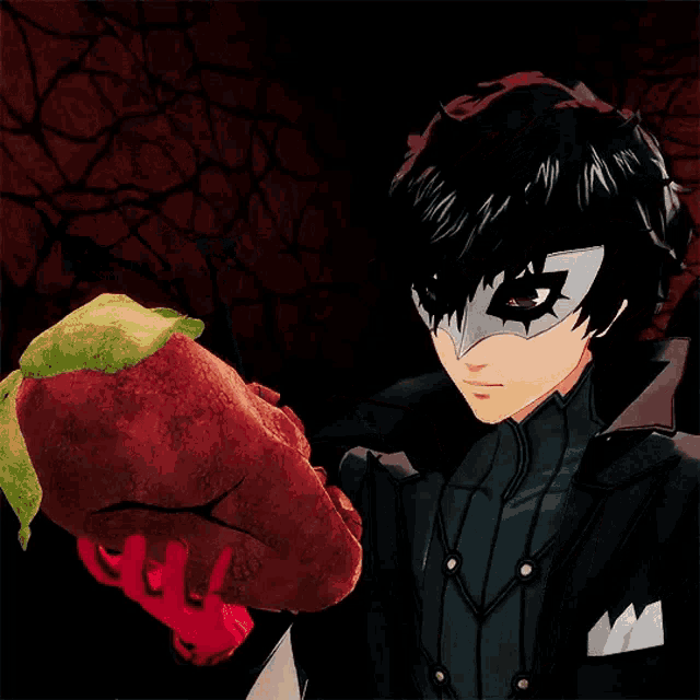 a man in a mask stands next to a stuffed pumpkin