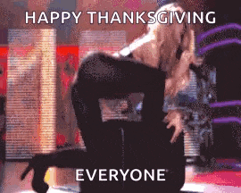 a picture of a woman with the words happy thanksgiving everyone