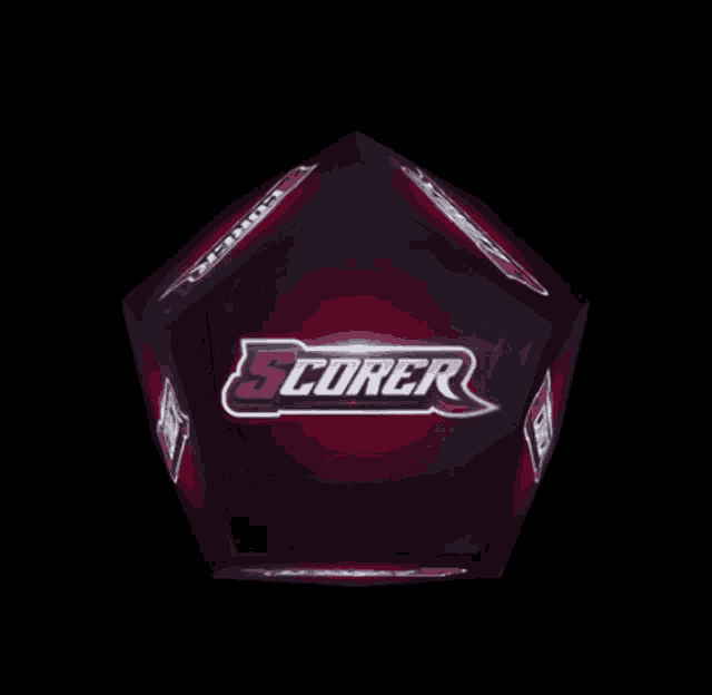 a scorer logo is on a red object