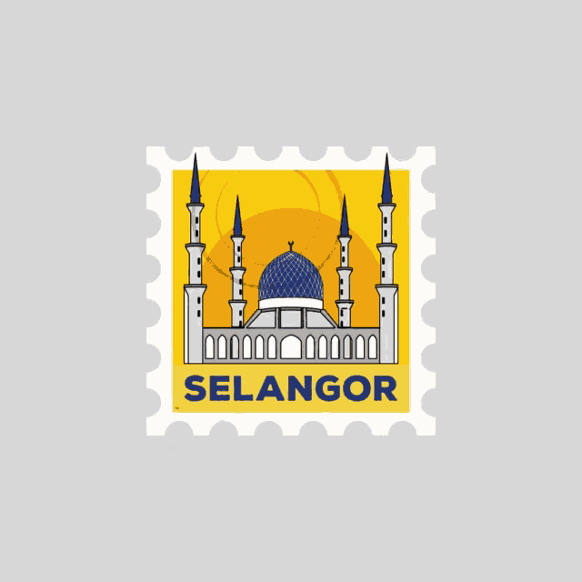 a selangor postage stamp with a mosque on it
