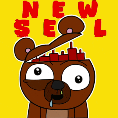 a cartoon of a teddy bear with the word new seal above it