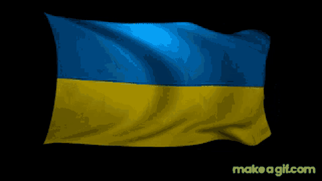 a blue and yellow flag is displayed on a black background