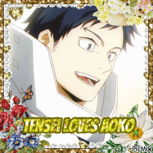 a picture of a man with the words tensei loves hoko